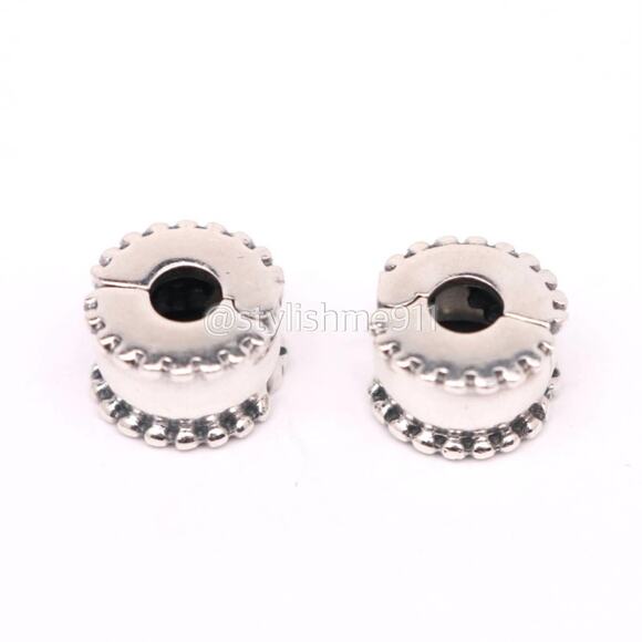 Two Authentic PANDORA Sterling Silver Beveled Clips - 790267 - Picture 3 of 9